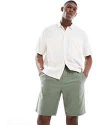 Only & Sons - Linen Mix Tie Waist Shorts Dark Sage - Lyst