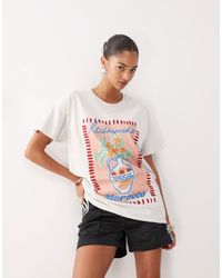 Reclaimed (vintage) - Cotton Oversized T-shirt With Vase Art Print - Lyst