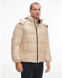 Tommy Hilfiger Denim Hooded Down Overhead Puffer Jacket In Yellow for Men |  Lyst