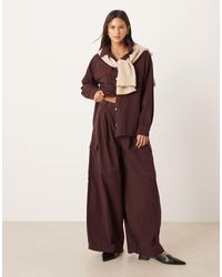 ASOS - Oversized Geplooide Cargobroek Van Katoen - Lyst