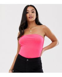 Boohoo Bandeau Body In Neon Pink
