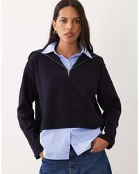 Mango - 2-In-1 Trui Met Kwartrits En Overhemd - Lyst