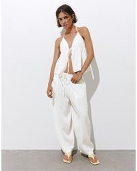 Pull&Bear - Linen Blend Trousers - Lyst