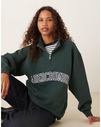 Abercrombie & Fitch - Sweat en polaire à col zippé et logo sur le devant - Lyst