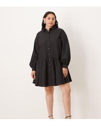 ASOS - Asos Design Curve Mini Shirt Dress With Wide Cuffs And Oversized Pockets - Lyst