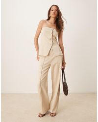 SNDY'S - Pantalones De Pernera Ancha Con Pinzas Delanteras De Tejido Efecto Lino De (Parte De Un Conjunto)-Blanco - Lyst