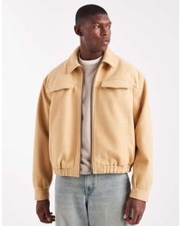 ASOS - Harrington Jack Met Wollook En Rechte Pasvorm - Lyst