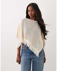 ASOS - Open Knit Fringe Cape - Lyst