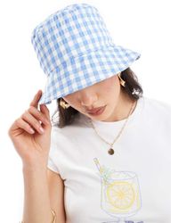 & Other Stories - Sombrero De Pescador A Cuadros Vichy Azules Y Blancos De Paja De - Lyst