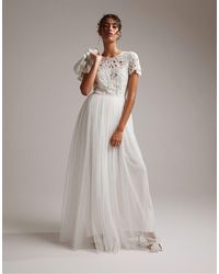 ASOS - Isabelle Sequin Cutwork Bodice Maxi Wedding Dress With Cap Sleeve In - Lyst