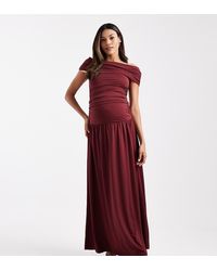 ASOS - Falda Larga Con Cintura Baja Fruncida De Asos Design Maternity (Parte De Un Conjunto)-Rojo - Lyst