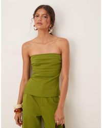 ASOS - Top bandeau d'ensemble plissé en maille point - Lyst