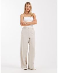 Pieces - Getailleerde Broek Met Wijde Pijpen En Hoge Taille - Lyst