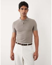 ASOS - Polo Gris Carbón Básico Ajustado De Piqué De - Lyst