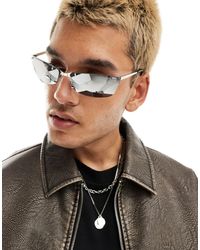 ASOS - Rimless Y2k Sunglasses With Metal Clip Detail - Lyst