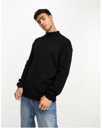 ASOS - Oversized Knitted Essential Rib Roll Neck Jumper - Lyst