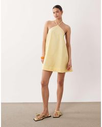 ASOS - Poplin Halter Neck Swing Mini Sundress - Lyst