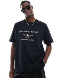 Abercrombie & Fitch - Heritage - t-shirt nera con stemma del logo - Lyst