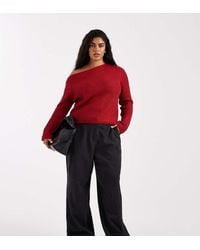 ASOS - Asos Design Curve Knitted Off The Shoulder Slouchy Jumper - Lyst