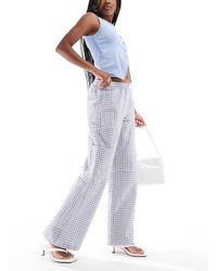 Pull&Bear - Pantaloni A Fondo Ampio A Quadretti Con Tasche - Lyst