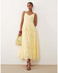 New Look - Cutwork Lace Strappy Midi Dress - Lyst