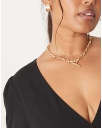ASOS - Asos Design Curve Short T-bar Necklace With Chunky Twisted Chain Links - Lyst