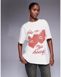 Abrand Jeans - Abrand 'break My Heart' Graphic Oversized Tee - Lyst