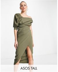 ASOS - Asos Design Tall Draped Bodice Cut Out Midi Dress - Lyst