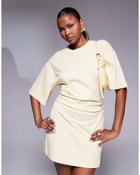 ASOS - Cinched T-shirt Mini Dress With Shoulder Pads - Lyst