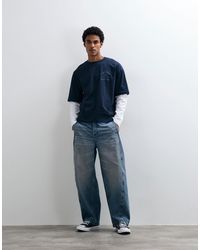 ASOS - Jean barrel - moyen délavé à surpiqûres - Lyst