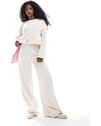 Miss Selfridge - Soft Rib Wide Leg Trouser - Lyst