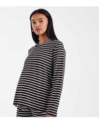Mama.licious - Top Negro Y Blanco A Rayas Con Cuello Redondo De Punto Liso Suave De Mamalicious Maternity (Parte De Un Conjunto) - Lyst