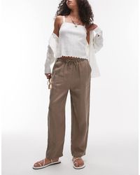 Mango - Linnen Broek Met Gestrikte Taille - Lyst