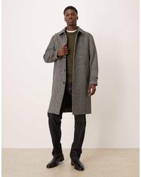 Mango - Wool Mix Herringbone Collared Overcoat - Lyst