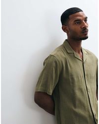ASOS - Co-ord Relaxed Revere Shirt With Stripe Jacquard - Lyst