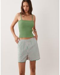 New Look - Stripe Scallop Hem Short - Lyst