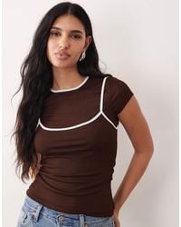 ASOS - Sheer Double Layer Top With Contrast Binding - Lyst