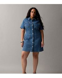 ASOS - Asos Design Curve Denim Fitted Shirt Mini Dress - Lyst