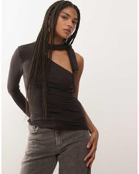 Weekday - Top De Manga Larga Con Cuello Halter Asimétrico De - Lyst