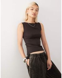 Weekday - Top Sin Mangas Con Cuello Barco De Tejido Muy Suave Annie De - Lyst