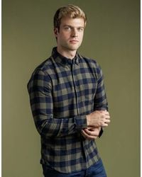 French Connection - Cotton Large Gingham Flannel Long Sleeve Shirt - Lyst