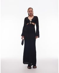 ASOS - Ruffle Crochet Long Sleeve Midi With Gold Hardware Detail - Lyst