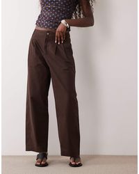 Nobody's Child - Artie Cotton Twill Pleat Barrel Leg Cropped Trousers - Lyst