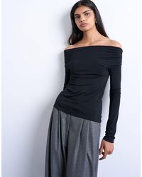 TOPSHOP - Top à encolure bardot et manches longues - Lyst
