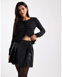 ASOS - Leather Look Tennis Mini Skirt With Tie - Lyst