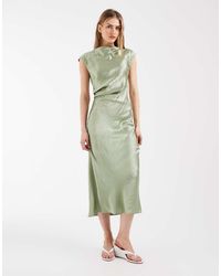 & Other Stories - Bias Cut Satin Midi Dress With Drape Detail - Lyst