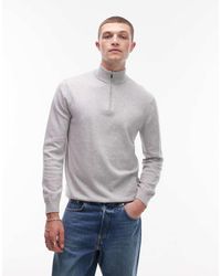 TOPMAN - Essential 1/4 Zip Funnel With Wool - Lyst