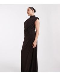 Tfnc Plus - Slinky High Neck Shoulder Pad Draped Detail Maxi Dress - Lyst