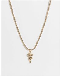 ASOS Necklace With Cupid Pendant And Rope Chain - Metallic