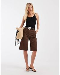 & Other Stories - Low Waisted Cotton Tailored Bermuda Shorts On Chocolate - Lyst